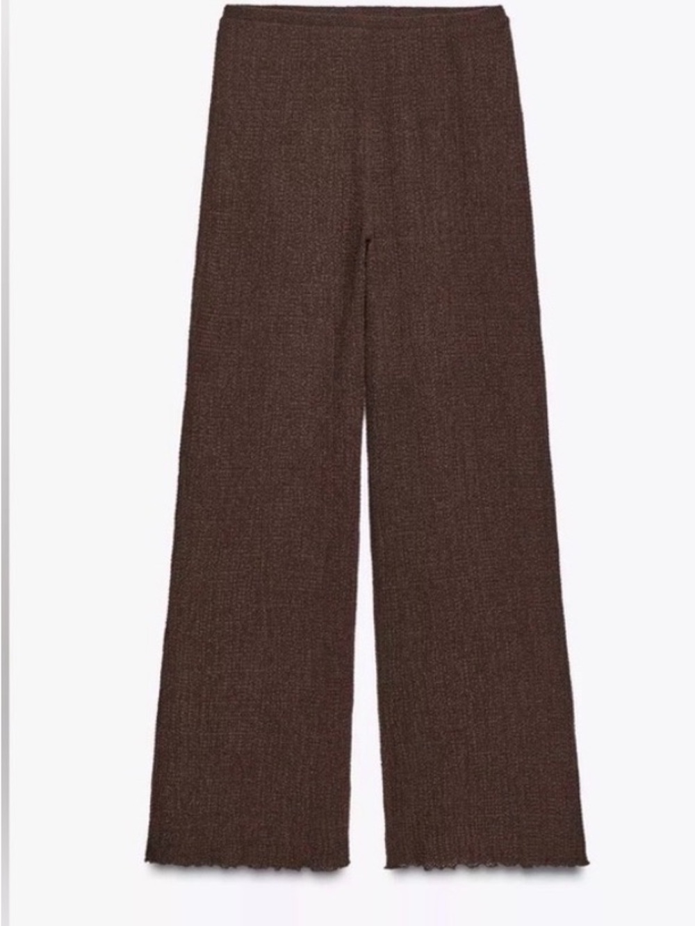 Zara Wide-Leg Knit Pants in Chocolate Brown